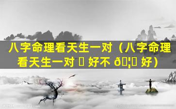 八字命理看天生一对（八字命理看天生一对 ☘ 好不 🦋 好）